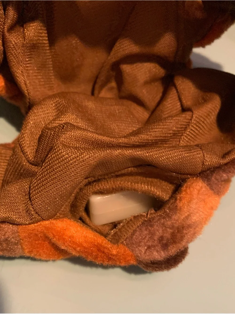 Plush Orange-Brown Scalloped Pet Hoodie and costume.